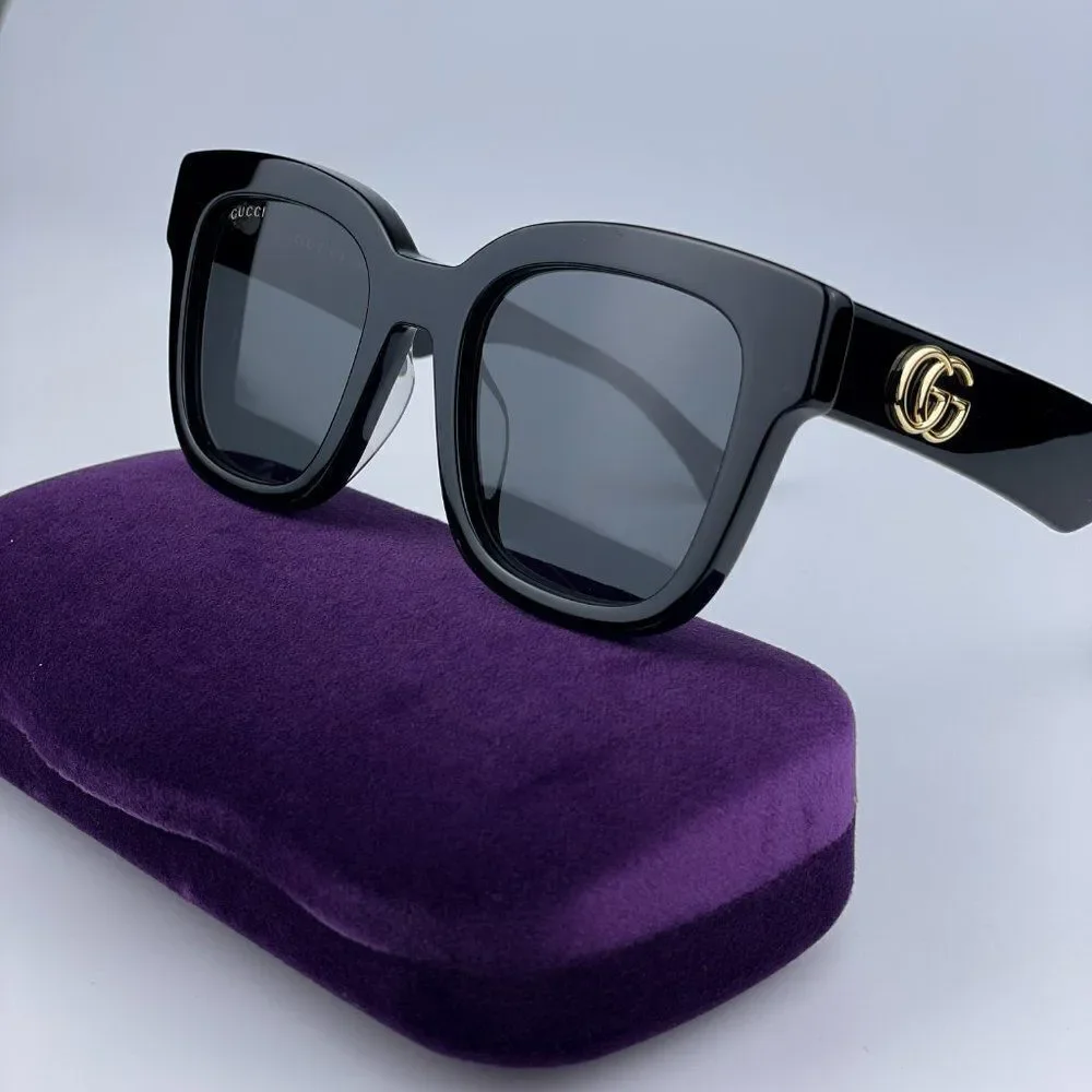 NEW Gucci GG0998S 001 Black Grey Square Unisex Sunglasses